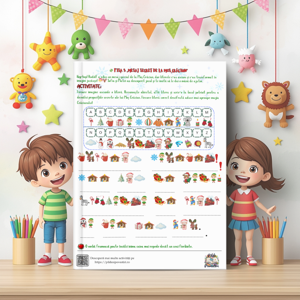 Cutia cu Fișe de Lucru - Misiunile lui Rudolf în Atelierul lui Moș Crăciun