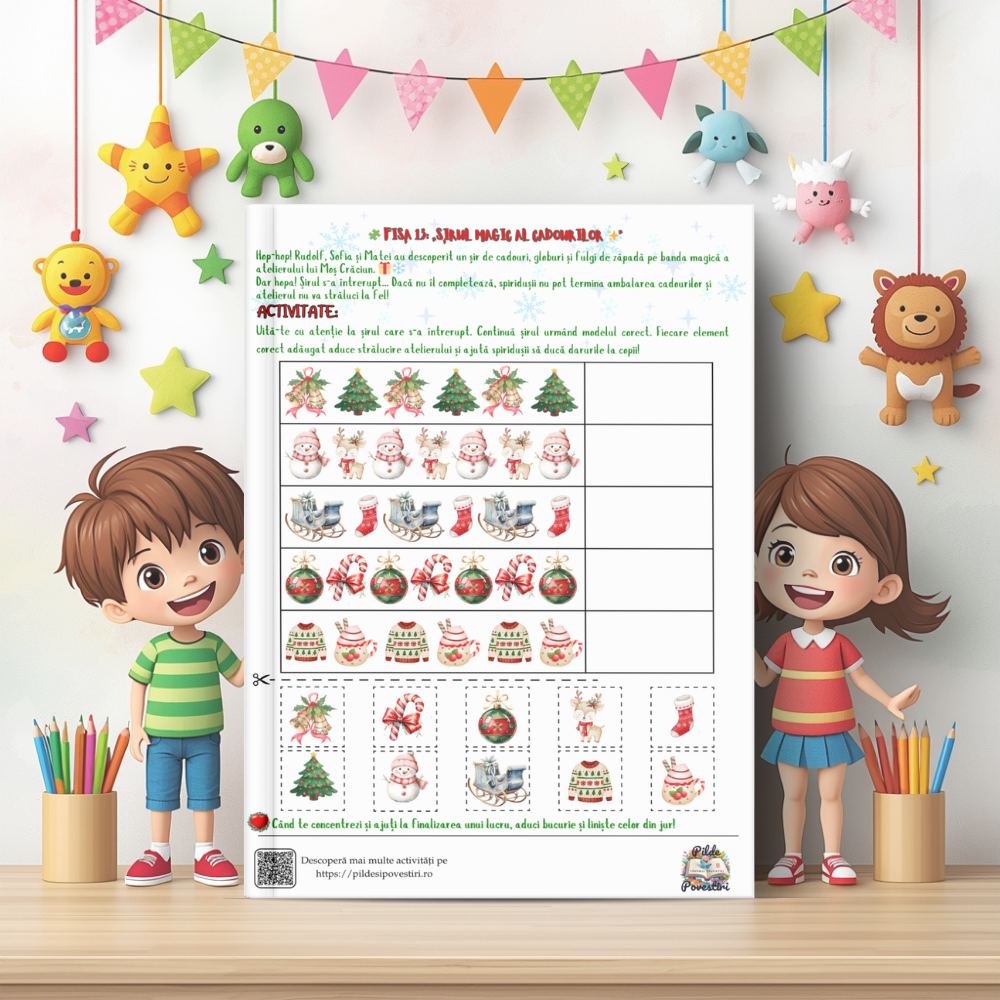 Cutia cu Fișe de Lucru - Misiunile lui Rudolf în Atelierul lui Moș Crăciun