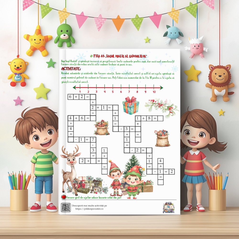 Cutia cu Fișe de Lucru - Misiunile lui Rudolf în Atelierul lui Moș Crăciun