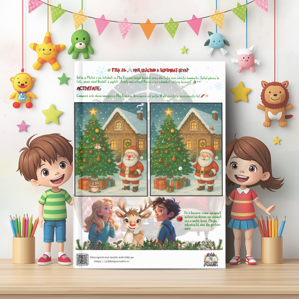 Cutia cu Fișe de Lucru - Misiunile lui Rudolf în Atelierul lui Moș Crăciun