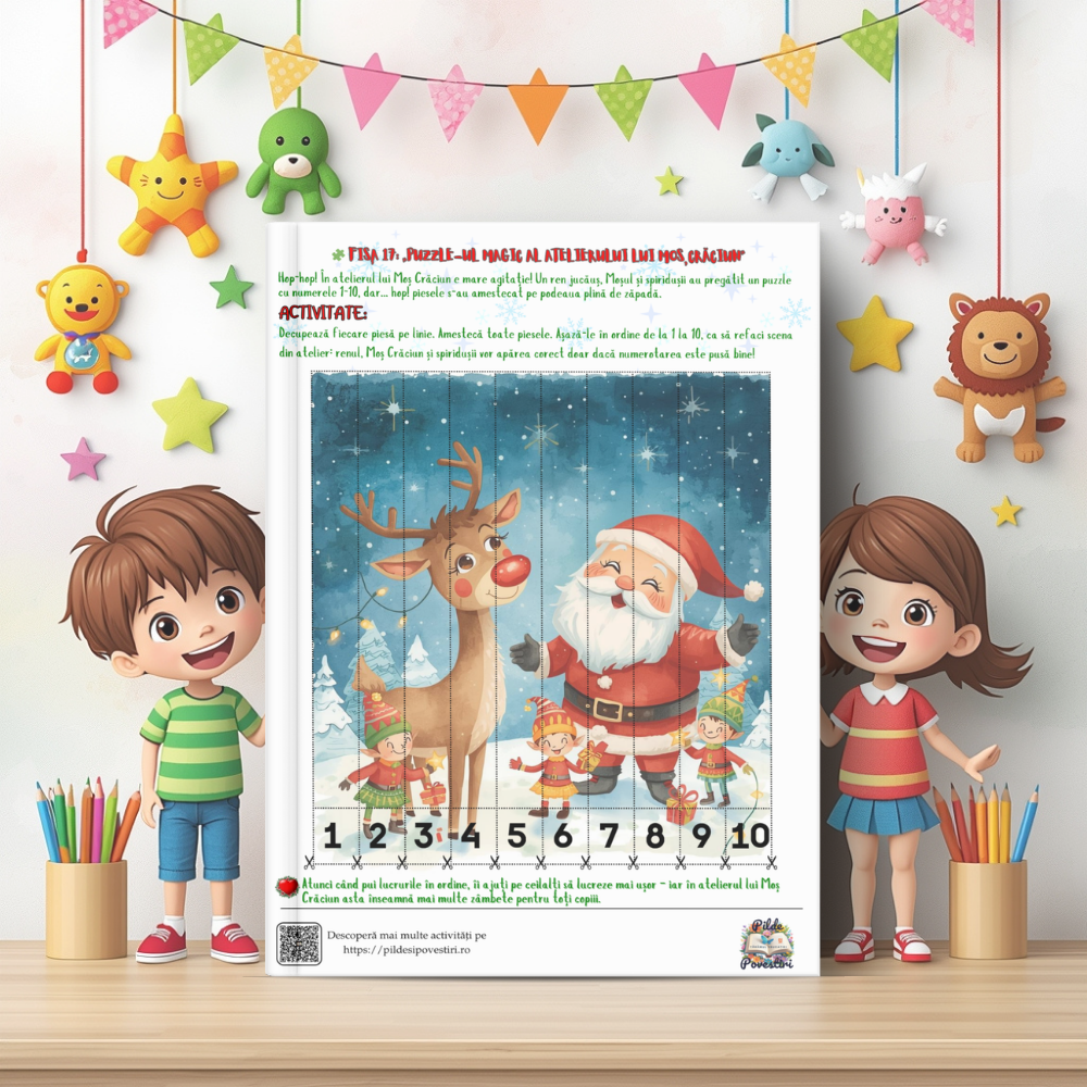 Cutia cu Fișe de Lucru - Misiunile lui Rudolf în Atelierul lui Moș Crăciun