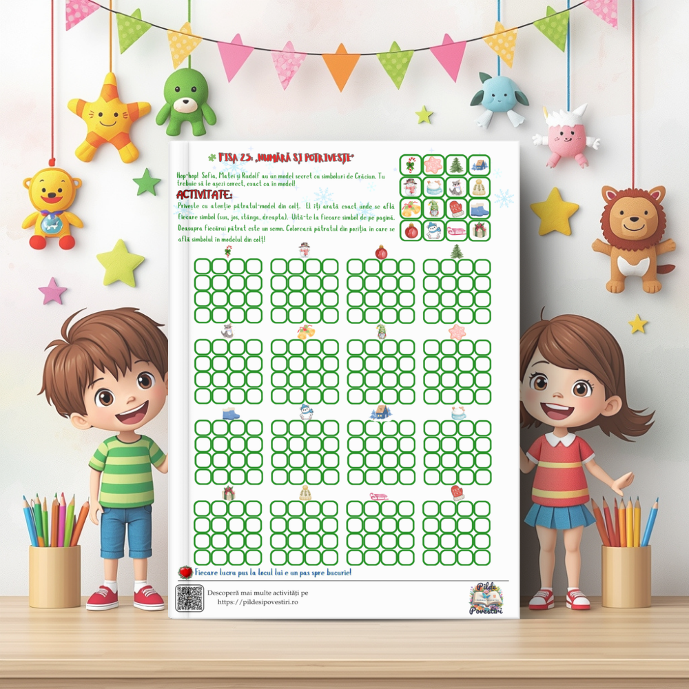 Cutia cu Fișe de Lucru - Misiunile lui Rudolf în Atelierul lui Moș Crăciun