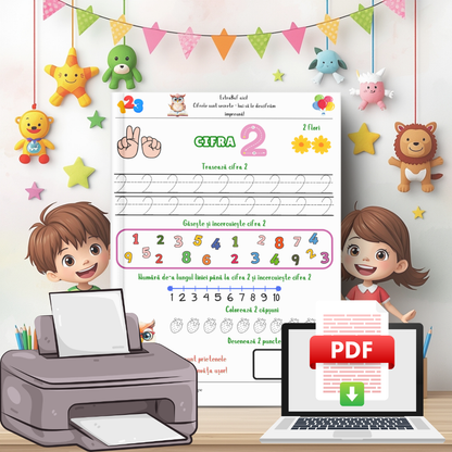 Cutia mea cu Fișe de lucru – Alfabet, Numere și Forme geometrice