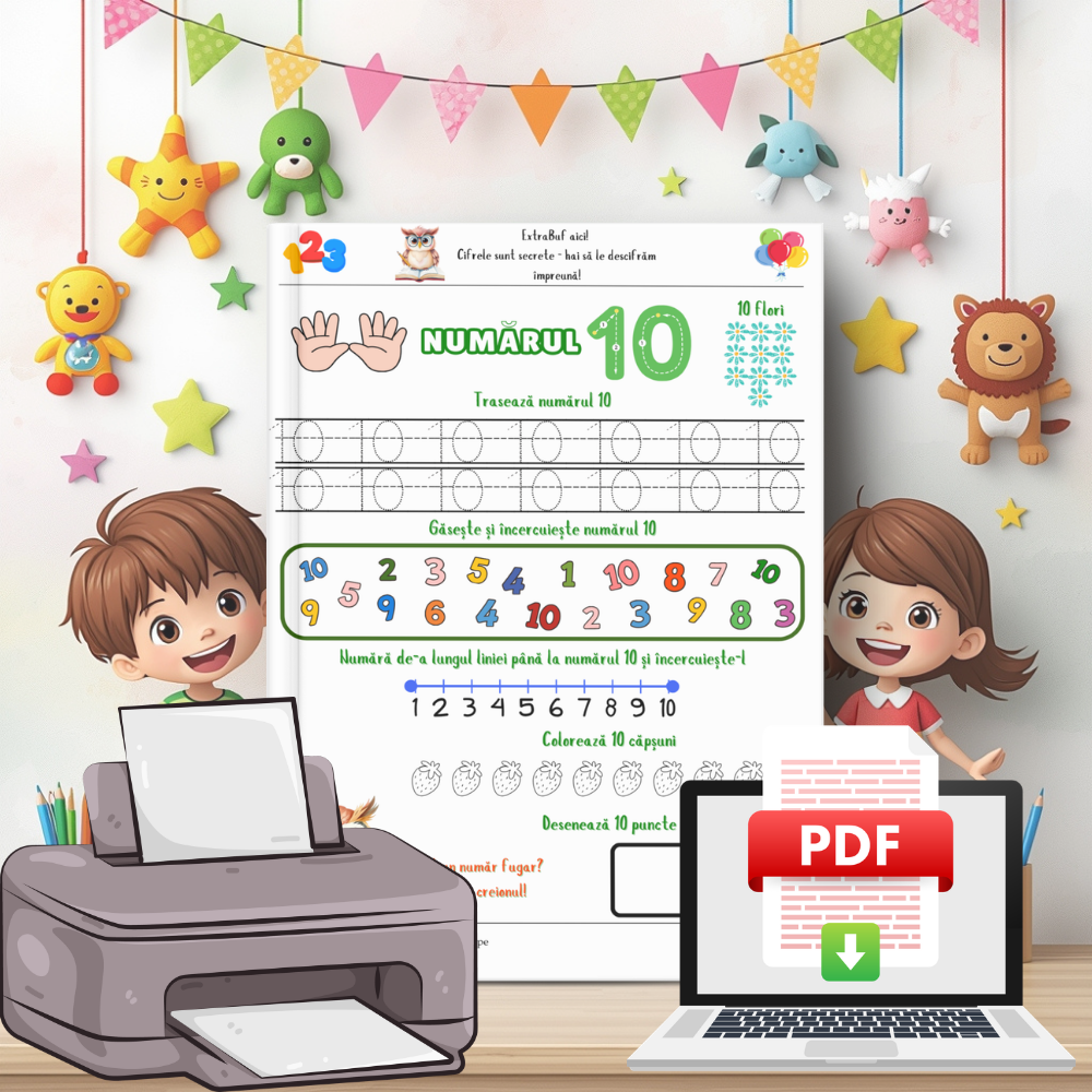 Cutia mea cu Fișe de lucru – Alfabet, Numere și Forme geometrice