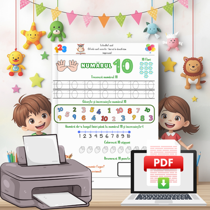 Cutia mea cu Fișe de lucru – Alfabet, Numere și Forme geometrice