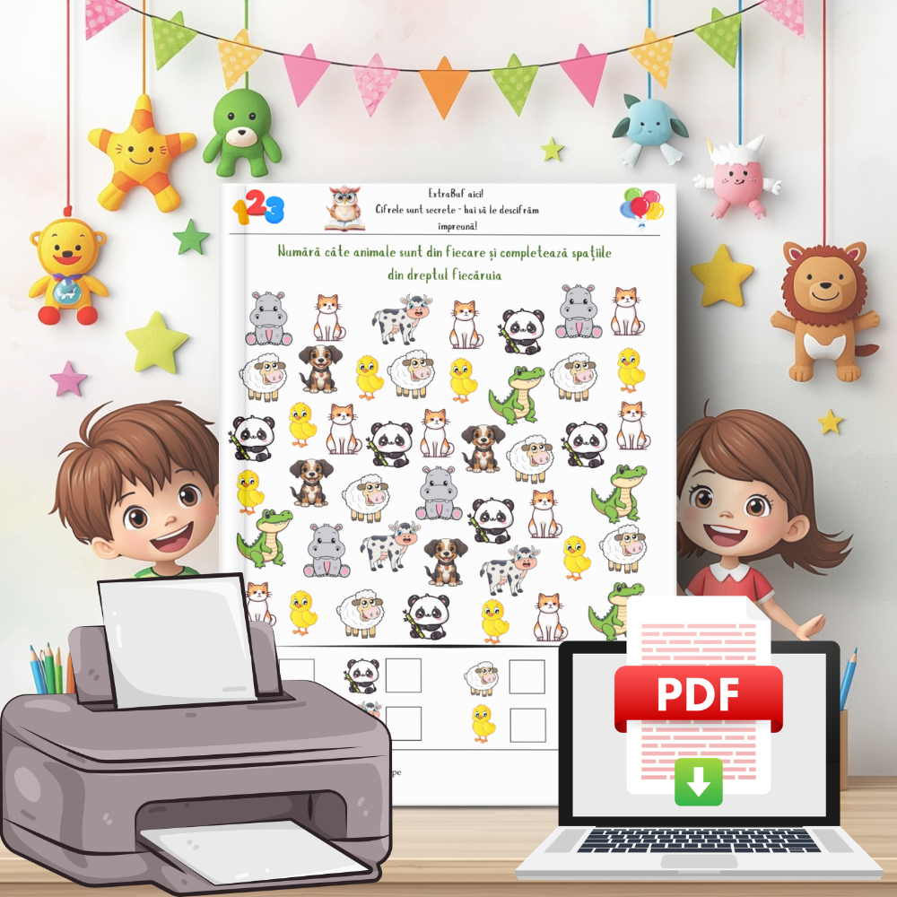 Cutia mea cu Fișe de lucru – Alfabet, Numere și Forme geometrice