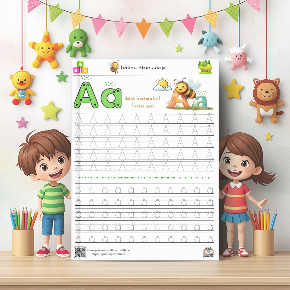 litera Ă de tipar trasare