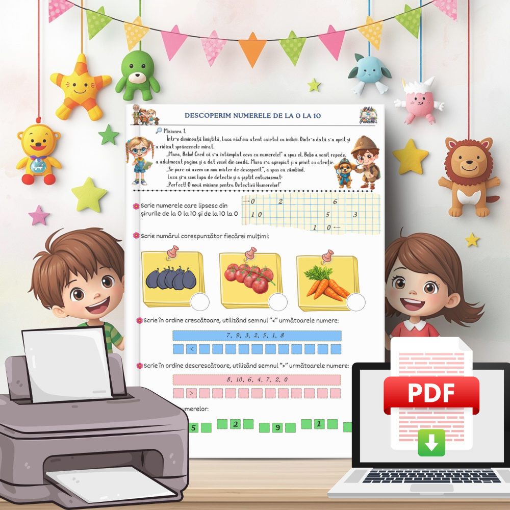 Fișe cu adunări și scăderi pentru clasa 1 în format PDF | Exerciții matematică clasa 1