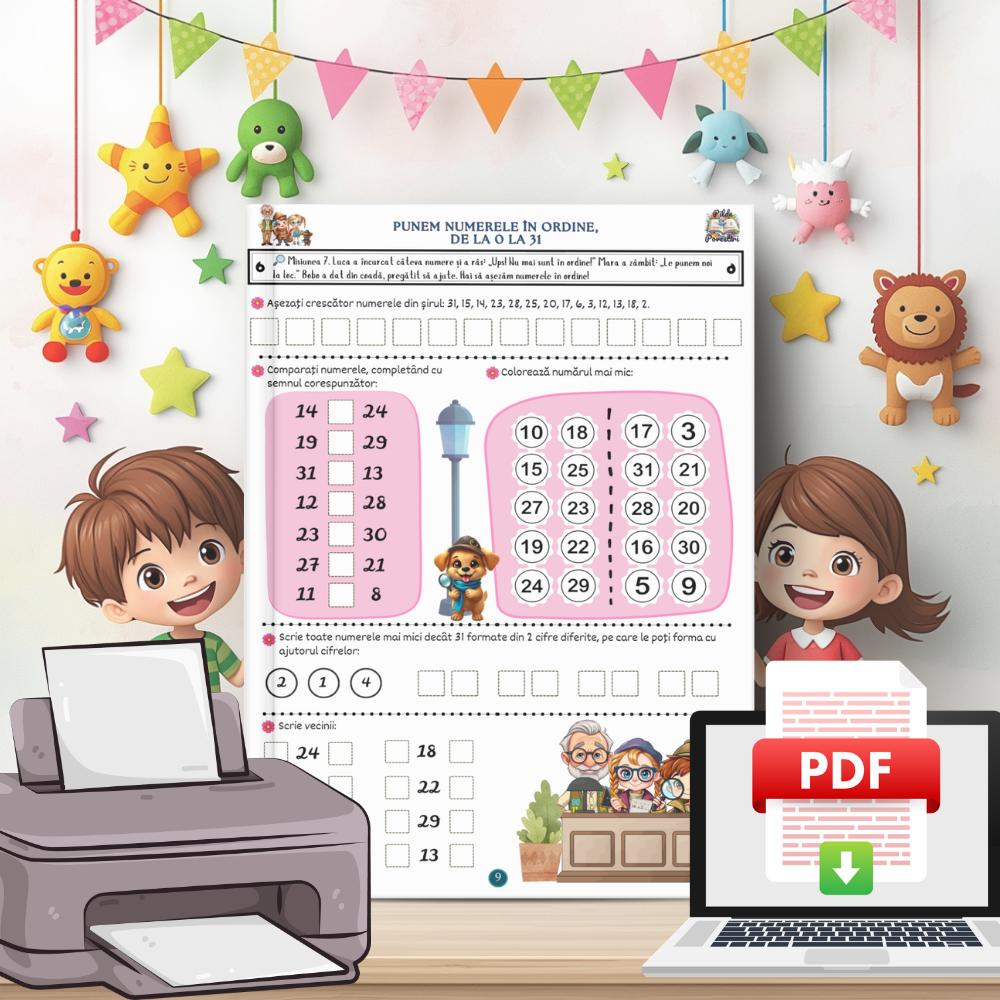 Fișe cu adunări și scăderi pentru clasa 1 în format PDF | Exerciții matematică clasa 1