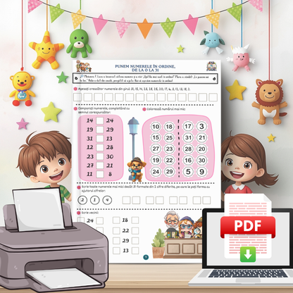 Fișe cu adunări și scăderi pentru clasa 1 în format PDF | Exerciții matematică clasa 1