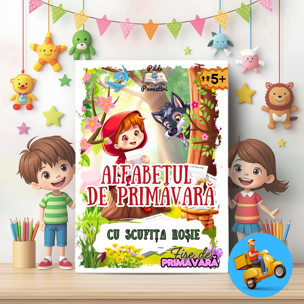 📘 Mapa educativă „Aventuri de Primăvară” – Povești, Litere, Numere și Joacă - Set Educativ 3 în 1