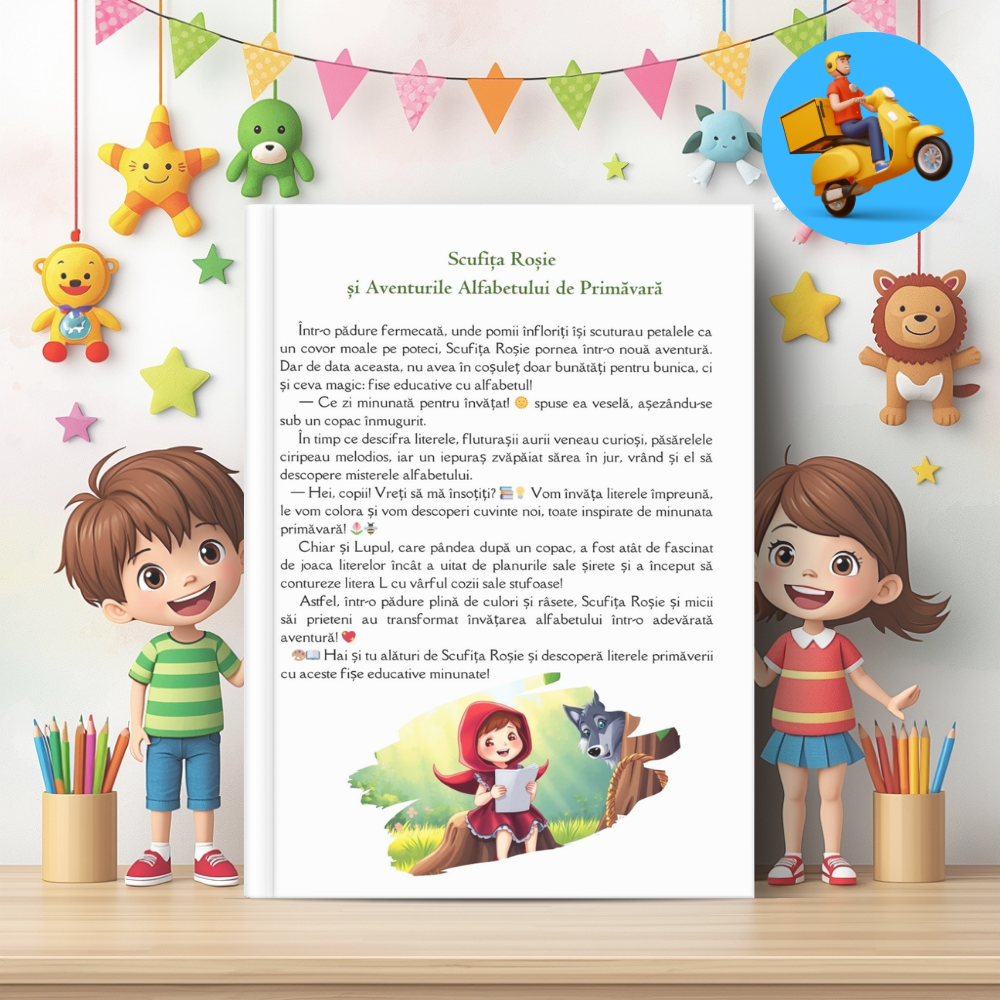 📘 Mapa educativă „Aventuri de Primăvară” – Povești, Litere, Numere și Joacă - Set Educativ 3 în 1