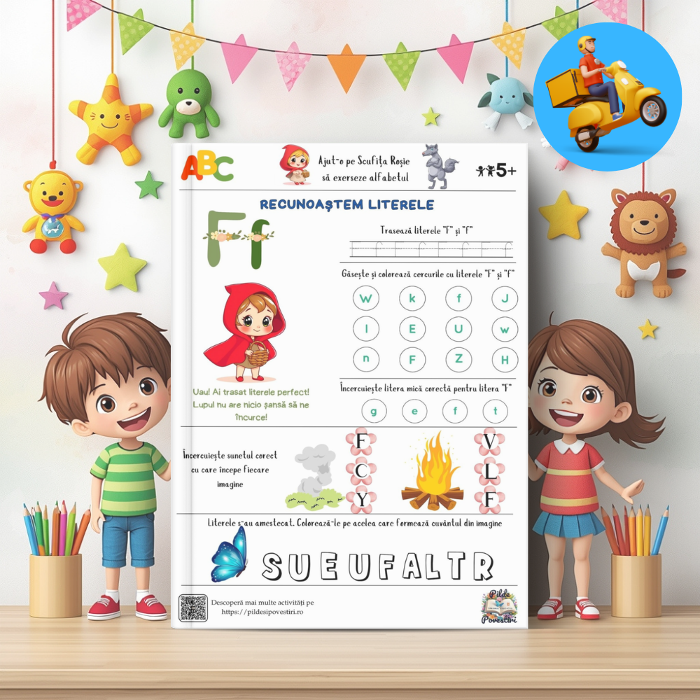 📘 Mapa educativă „Aventuri de Primăvară” – Povești, Litere, Numere și Joacă - Set Educativ 3 în 1