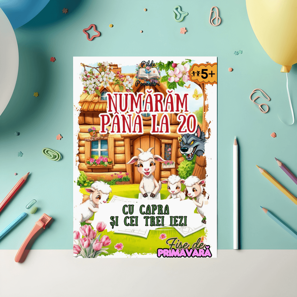 Fișe Educative de Primavara PDF - Numere, Alfabet - Coperta Capra cu Trei Iezi