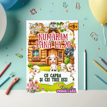 Fișe Educative de Primavara PDF - Numere, Alfabet - Coperta Capra cu Trei Iezi